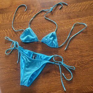 Triangl Swimwear Blue Sparkle Bikini Set Size Small